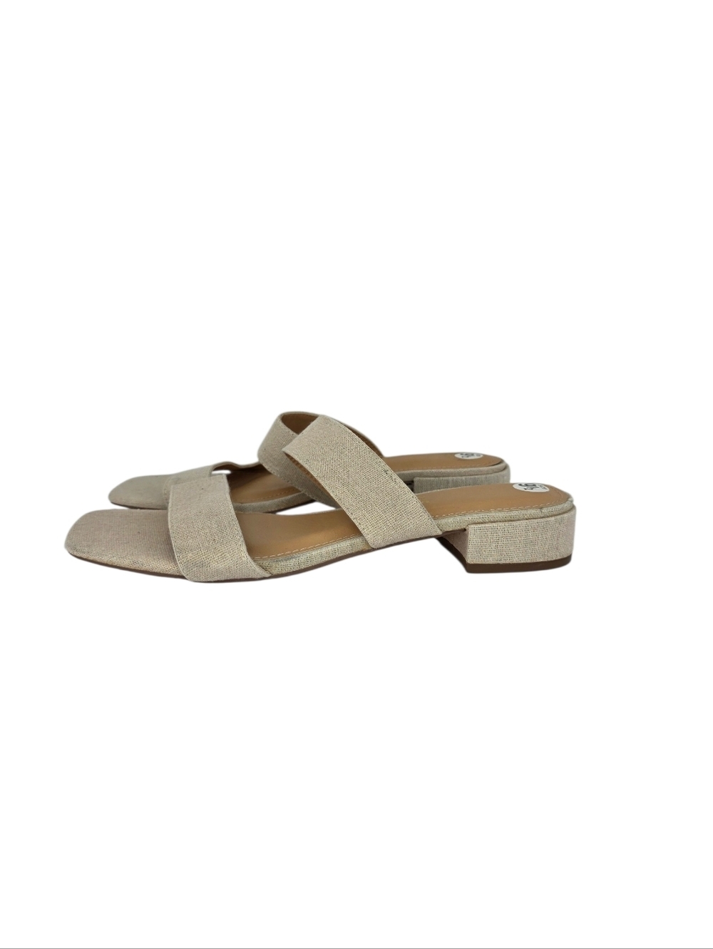 Joie Nolita Women's Cream Metallic Linen Wide 2 Straps Slip On Sandals Size 9.5M